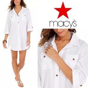 DOTTI Travel White Cotton Shirtdress Cover-Up